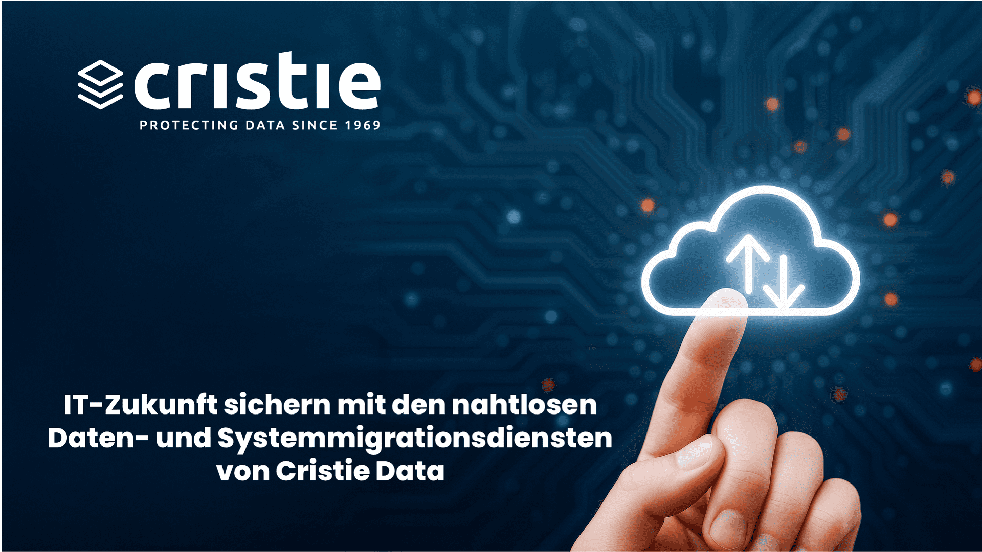 Grafik zeigt den Migrationsprozess von physisch zu virtuell und von Cloud zu Cloud mit Cristie Data – Daten- und Systemmigration sicher und flexibel.